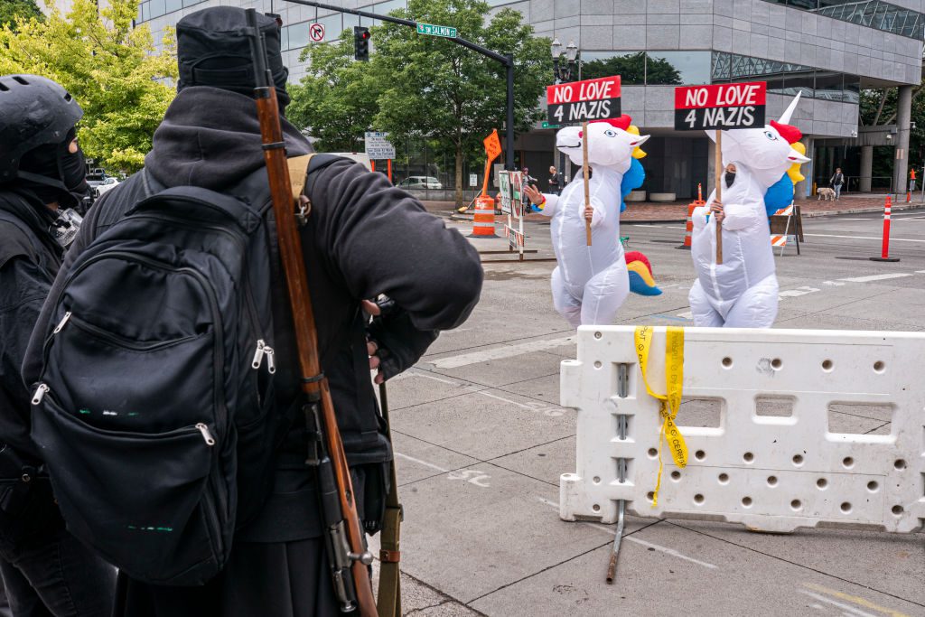 Left Wing Activists Confront Proud Boys Gathering In Portland