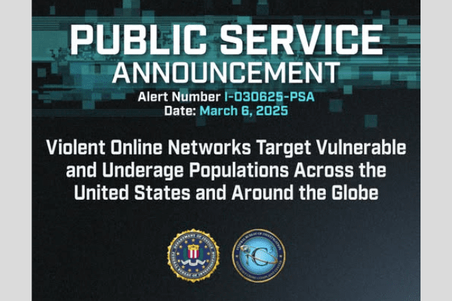 The #FBI warns the public of a sharp increase in the activity of "764" and other violent online networks - FBI Facebook post